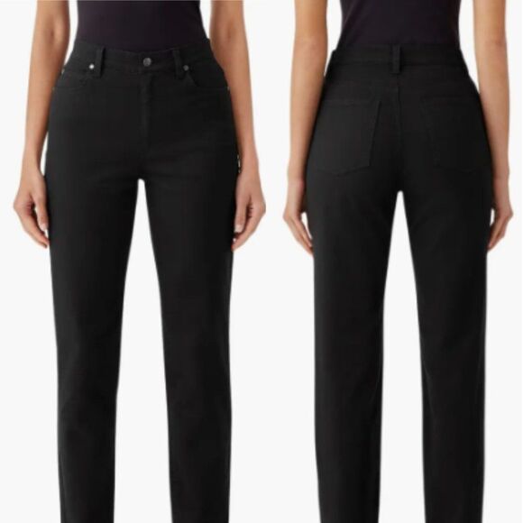 Eileen Fisher Classic Women Size 10 Black Full Length Slim Fit Low Rise Pants - Picture 1 of 7